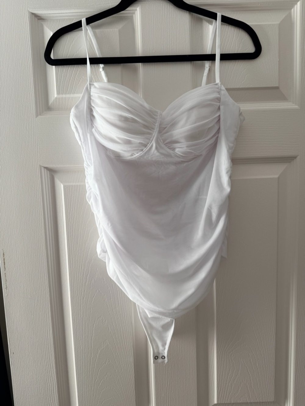 Abercrombie & Fitch White Ruched Chemise Bodysuit